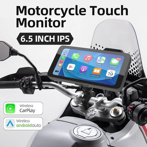 Motorcycle CarPlay & Android Auto, 6.5 Inch Wireless Carplay Screen with GPS Navigation, IP67 Waterproof Touchscreen, Bluetooth, Portable Screen for Motorbike, Dual Bluetooth, Siri, Google Assistant in Saudi Arabia