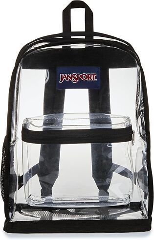 JanSport Clear Pack – 25.5L Transparent Backpack, Large Main Compartment, Side Water Bottle Pocket, Front Zippered Pocket, Mesh Bottom Panel, Clear in Saudi Arabia