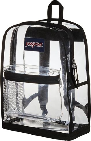 JanSport Clear Pack – 25.5L Transparent Backpack, Large Main Compartment, Side Water Bottle Pocket, Front Zippered Pocket, Mesh Bottom Panel, Clear in Saudi Arabia