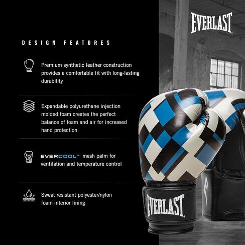 Everlast P00002423 Spark Training Glove Blue Grid 14OZ in Saudi Arabia