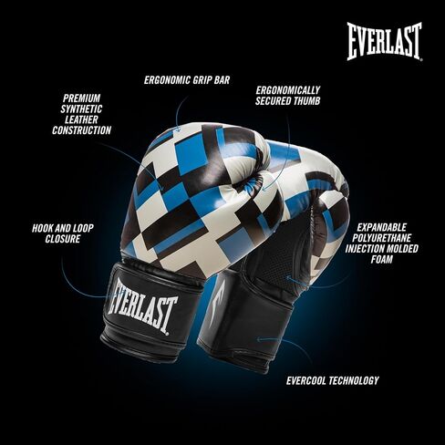 Everlast P00002423 Spark Training Glove Blue Grid 14OZ in Saudi Arabia