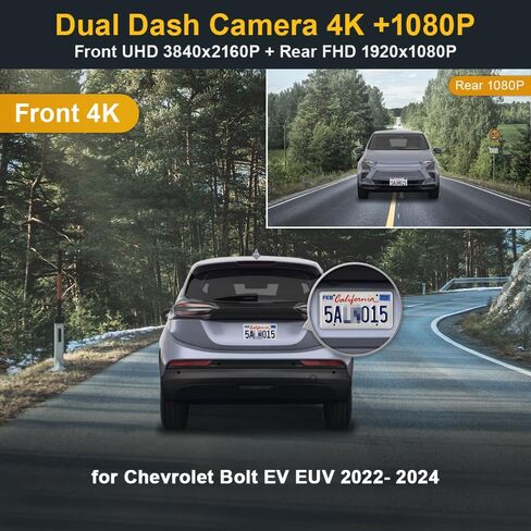 Fitcamx 4K Dual Dash Cam for 2022-2024 Chevy Bolt EV & EUV LT Premier 1LT 2LT has Auto-Dimming (HD2-8155), OEM Look, Front 2160P+Rear 1080P Video, Loop Recording WiFi, G-Sensor, Easy to Use,128GB Card in Saudi Arabia