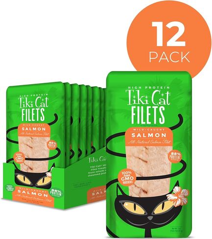 تيكي كات فيليه علاج أو طعام رطب جاف للقطط، خالي من الحبوب وعالي البروتين، كل التونا الطبيعية 1 أونصة. in Kuwait