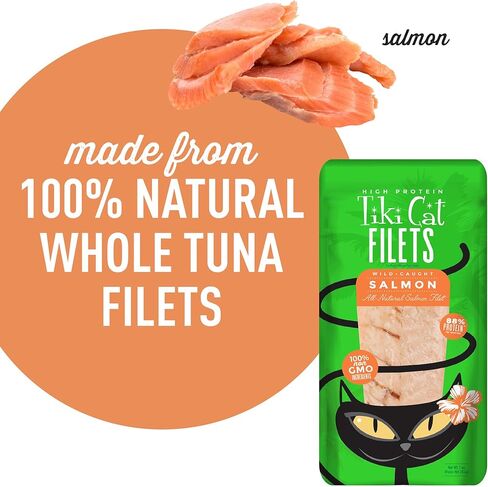 تيكي كات فيليه علاج أو طعام رطب جاف للقطط، خالي من الحبوب وعالي البروتين، كل التونا الطبيعية 1 أونصة. in Kuwait