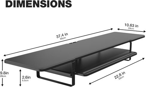 Dual Monitor Stand Riser, 2-Tier Desktop Shelf with Phone Holder, Cable Management, Storage Organizer, Black (Black) in Saudi Arabia