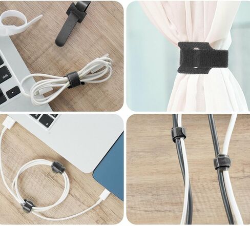 TENOC Reusable Cable Ties Hook Loop Cords Management Adjustable Cable Organizer Wire Straps, Black, 30 Pcs 6-Inch in Saudi Arabia