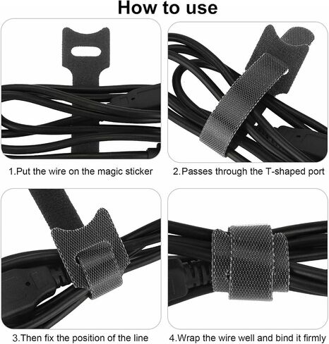TENOC Reusable Cable Ties Hook Loop Cords Management Adjustable Cable Organizer Wire Straps, Black, 30 Pcs 6-Inch in Saudi Arabia