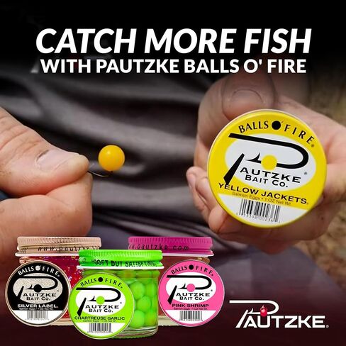 Pautzke Balls O' Fire Salmon Eggs Bait - Real Salmon Eggs for Trout Fishing, Soft Fish Eggs for Salmon Fishing, Can Be Used as Single Egg Salmon Bait or Salmon Egg Sacks in Saudi Arabia