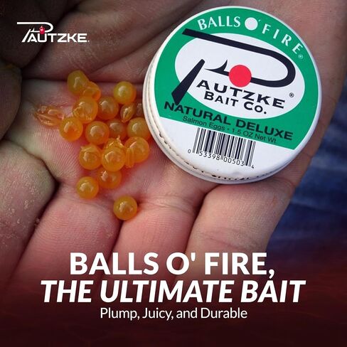 Pautzke Balls O' Fire Salmon Eggs Bait - Real Salmon Eggs for Trout Fishing, Soft Fish Eggs for Salmon Fishing, Can Be Used as Single Egg Salmon Bait or Salmon Egg Sacks in Saudi Arabia