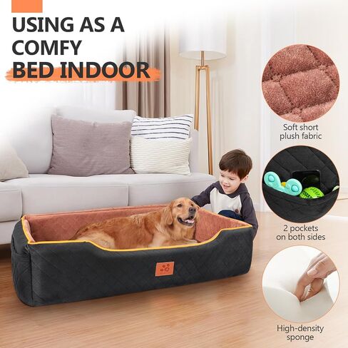 XIEEAOZEE Dog Car Seat for Large/Medium Dog, Comfortable Dog Car Bed Pet Booster for Back Seat, Fully Detachable & Washable Dog Travel Seat with Thick Cushion (Black&Gray) in Saudi Arabia