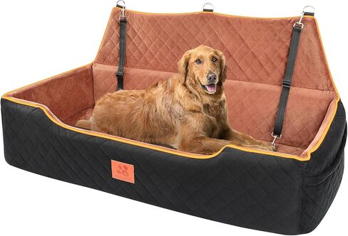 XIEEAOZEE Dog Car Seat for Large/Medium Dog, Comfortable Dog Car Bed Pet Booster for Back Seat, Fully Detachable & Washable Dog Travel Seat with Thick Cushion (Black&Gray) in Saudi Arabia