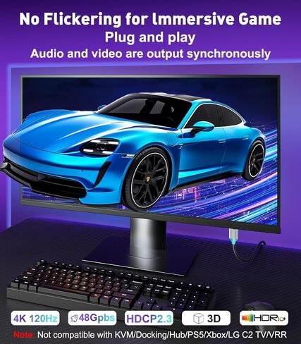 DisplayPort 1.4 to HDMI 2.1 Cable 6FT [8K@60Hz,4K@120Hz] Unidirectional Braided Display Port to HDMI 2.1 Cable, DP to HDMI Support HDR HDCP 2.3 for Monitor, Graphics Card, PC in Kuwait