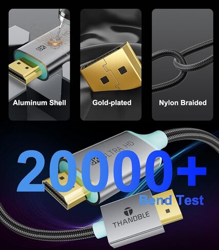 DisplayPort 1.4 to HDMI 2.1 Cable 6FT [8K@60Hz,4K@120Hz] Unidirectional Braided Display Port to HDMI 2.1 Cable, DP to HDMI Support HDR HDCP 2.3 for Monitor, Graphics Card, PC in Kuwait