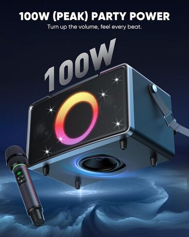 Portable Bluetooth Speaker: 100W, 15H Playtime, Loud Wireless Boombox, 5″ Large Subwoofer, LED Light Show, Fast Charging, Big Bocinas for Outdoor, Party, Backyard (Silver with 1Mic) in Saudi Arabia