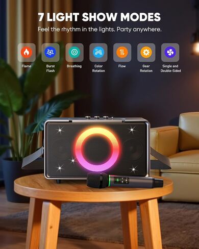 Portable Bluetooth Speaker: 100W, 15H Playtime, Loud Wireless Boombox, 5″ Large Subwoofer, LED Light Show, Fast Charging, Big Bocinas for Outdoor, Party, Backyard (Silver with 1Mic) in Saudi Arabia