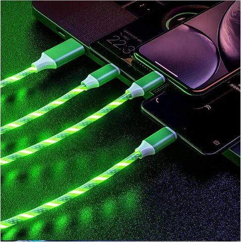 PerfectPart Multi Charging Cable - 3-in-1 Fast Charging LED Cable for iPhone, USB-C & Micro USB Devices in Saudi Arabia