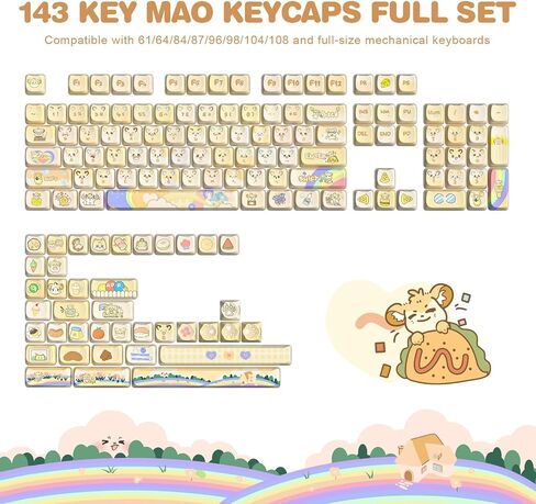 مجموعة kecap keycap yunzii dye-sub ، ملف تعريف mao ، 142 مفاتيح كاملة شكل القطط لطيف مفاتيح مخصصة مع مجتذب المفاتيح لبطولة لوحة مفاتيح ألعاب ميكانيكية كرز gateron mx (هريرة الحفل) in Kuwait