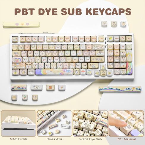 مجموعة kecap keycap yunzii dye-sub ، ملف تعريف mao ، 142 مفاتيح كاملة شكل القطط لطيف مفاتيح مخصصة مع مجتذب المفاتيح لبطولة لوحة مفاتيح ألعاب ميكانيكية كرز gateron mx (هريرة الحفل) in Kuwait