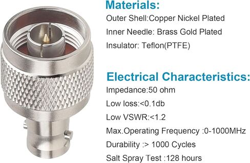 Mookeef 2 Pack N Male to BNC Female Connector Adapter n type to BNC Coax Connector 50 Ohm in Kuwait