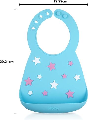Nuby 3D Soft Silicone Bib with Scoop, BPA Free, 6+M, Pearl Necklace in Saudi Arabia