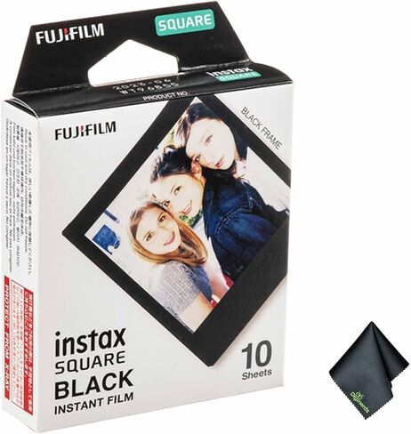 FUJIFILM INSTAX Square Black Instant Film (50 Exposures) + Microfiber Cleaning Cloth in Saudi Arabia
