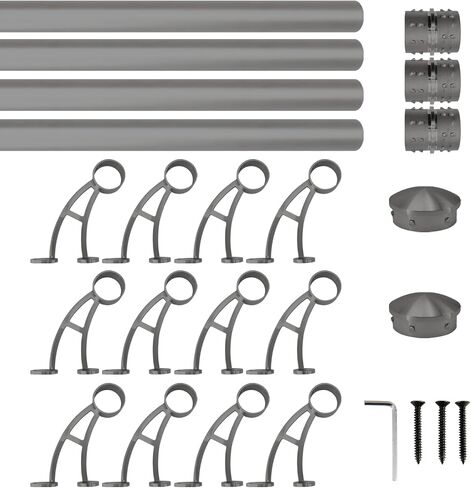 Wall Mount Foot Rail Kit, Titanium Black (Dark Gray) Finish Stainless Steel Tubing w/Internal Connector, Bar Foot Rail Brackets (Tapered End Cap, 5 ft (60 in x 1)) in Saudi Arabia