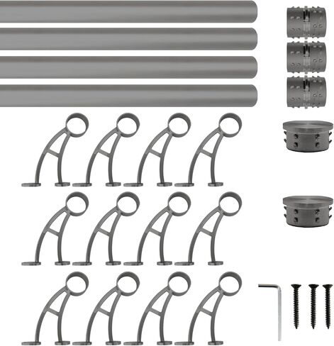 Wall Mount Foot Rail Kit, Titanium Black (Dark Gray) Finish Stainless Steel Tubing w/Internal Connector, Bar Foot Rail Brackets (Tapered End Cap, 5 ft (60 in x 1)) in Saudi Arabia