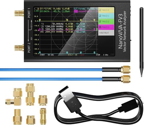 NanoVNA-F V3 1 ميجا هرتز - 6 جيجا هرتز محلل شبكة المتجهات، 4.3 بوصة HF VHF UHF SHF محلل هوائي بطارية مدمجة 4500 مللي أمبير في الساعة، قياس معلمة S، الجهد SWR، المرحلة، التأخير، مخطط سميث، RTC في الوقت الحقيقي، 801 نقطة مسح in Saudi Arabia