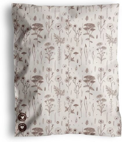 رسائل بريدية قابلة للتحلل البيولوجي من إمباك - 25 عبوة مقاس 10 × 33 سم - مظاريف شحن ذاتية الغلق للشركات الصغيرة - حقائب بريدية مطبوعة ومقاومة للماء - مقاومة للتمزق والثقب - زهرة برية in Kuwait