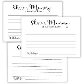 Share a Memory Cards, Funeral Guest Book, Memory Card for Celebration of Life, Graduation, Wedding, Retirement, Going Away Party, Pack of 50, 4x6 Inch 1