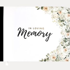 Funeral Guest Book - Elegant In Loving Memory Memorial Service Guest Book for Funeral with Matching Share A Memory Table Stand - 200 Guests Entries with Name & Address, Hardcover