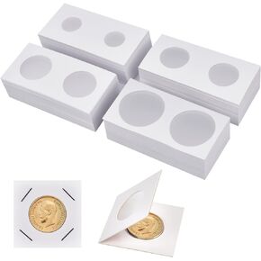 Coin Flips 100Pcs 2 Assorted Sizes, 2x2 inch Coin Holders Cardboard Collection Supplies Album Display Sleeves Book for 27.5/ 37mm Dollars, Penny, Quarter, Nickels, Commemorative Collecting