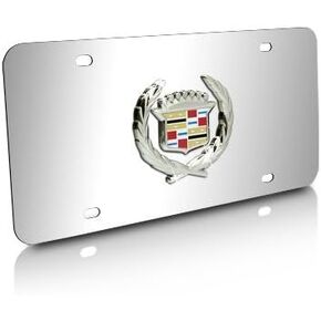 Au-Tomotive Gold Cadillac Classic Logo Chrome Stainless Steel License Plate