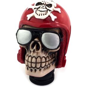 Skull Handle Shifter Knob, Pilot Skeleton Style MT Car Gear Stick Shift Head Fit Most Manual Automatic Transmissions, Red