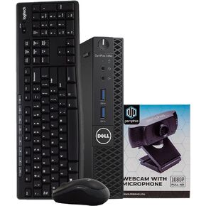 Dell OptiPlex 3050 Micro Desktop Computer PC, Intel Quad Core i5, 8GB RAM, 500 GB HDD, Windows 10 Pro, New Periphio Webcam, Wireless Keyboard & Mouse, HDMI, WiFi (Renewed)