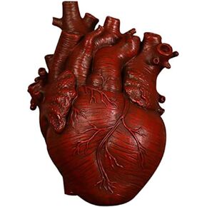 Resin Vase Planter, Decorative Heart Vase - Anatomical Heart Tabletop Decorative Craft, Farmhouse Living Room Bedroom Countertop (Black,Large)