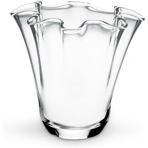 CYS EXCEL Clear Glass 3D Flower with Ruffle Rim Wavy Bouquet Trumpet Vase Unique Modern Home Décor Centerpieces Hurricane Floating Candle Holder