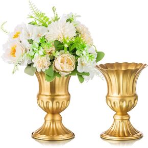 Sziqiqi Vintage Vase for Flowers Decorative Plant Pots for Table Centerpieces - Small Flower Arrangement Vases for Living Room Home Party Reception Ceremony 6.3in (Gold, 2)