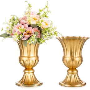 Sziqiqi Vintage Vase for Flowers Decorative Plant Pots for Table Centerpieces - Small Flower Arrangement Vases for Living Room Home Party Reception Ceremony 6.3in (Gold, 2)