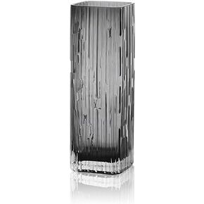 Modern Minimalist Glass Square vase, Crystal Glass vase, vase, Dry vase (Grey)