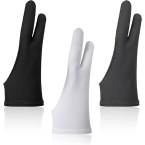 3 قطع من القفازات ذات الإصبعين، قفازات الرسم اللوحية للرسم وحارس اليد بإصبعين، قفاز الرسم الجرافيكي للجنسين (أسود، أبيض، رمادي، كبير) in Kuwait