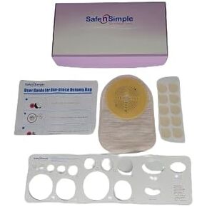 Safe n Simple 8" Closed Ostomy Bag Two Piece Pouch with Filter - 2 1/4" Flange, Beige - Ostomy Products - Colostomy & Ileostomy Bags - Supplies for Colostomy & Ileostomy - 30 Count