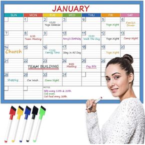 Large Dry Erase Calendar for Wall, 40" by 27.5", Monthly Calendar Whiteboard, Reusable & Erasable, One-Month Dry Erase Poster, Suitable for Large Dry Erase Wall Calendar for Home, Office, Classroom.