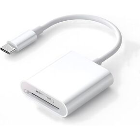 Sd Card Reader for iPhone 15/15 Pro/iPad, USB C to Micro SD Card Adapter Dual Card Slot Memory Card Reader Supports SD and TF Card Trail Camera Viewer SD Card Adapter Portable Micro Sd Card Reader