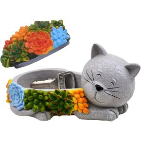 Cat Key Hider Office Home Decor -Hidden Key Holder for Outside Indoor Outdoor Statues Garden Decoration Cat Statue for Shelf Jewelry Trinket Box for Keys, Earrings, Rings and Paper Clips