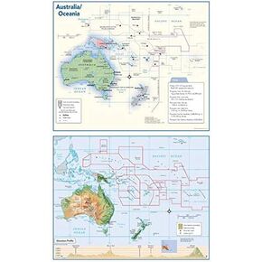 Australia and Oceania Political & Physical Continent Map - 10.75" x 17" Paper