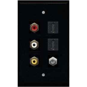 RiteAV - 3 × RCA - 2 × HDMI و1 × لوحة حائط لمنفذ تلفزيون كابل محوري - أبيض