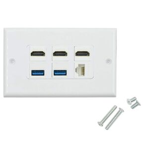 HDMI and Phone Combo Wall Plate, Cat6 RJ45 and USB 3.0 Female to Female Wall Plate