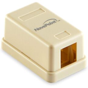 NavePoint Keystone Jack Surface-Mount Box 1-Port Ivory, 10-Pack