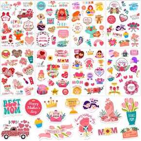 Happy Mothers Day Stickers, 16 Sheets Cute Mom Stickers for Mother's Day Gift Cards Labels Party Gift Decorations